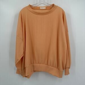 Hopely Women Top Size L Oversized Crinkle Knit Pullover Lounge Minimalist Casual